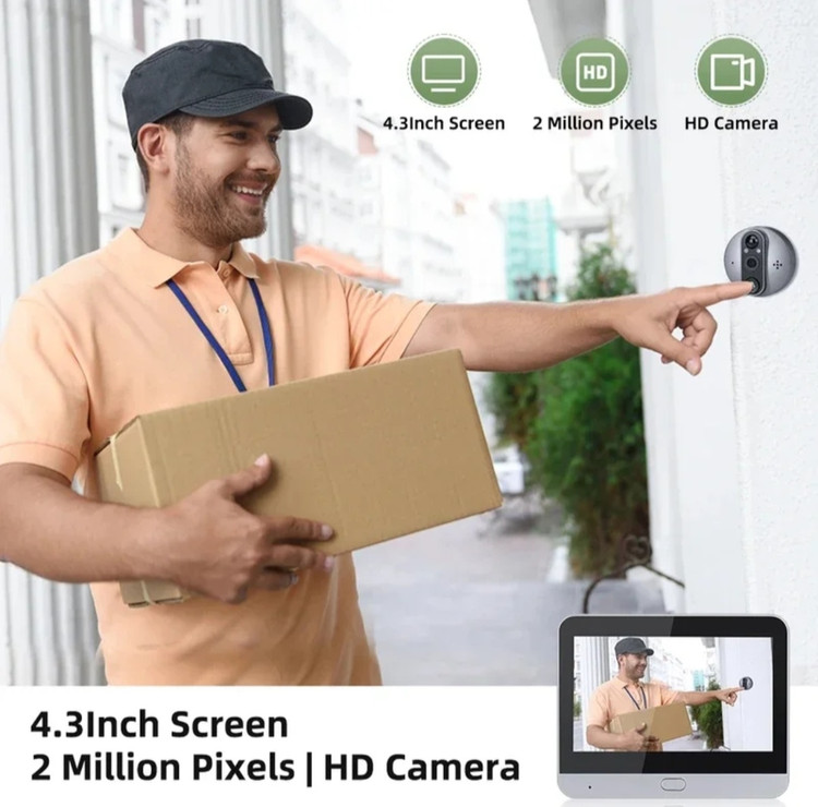 چشمی درب هوشمند مانیتوردار مدل ED-300PB (پشتیبانی از کارت حافظه 128 گیگ) / ارسال فوری با پیک برای تهران / 18 ماه گارانتی